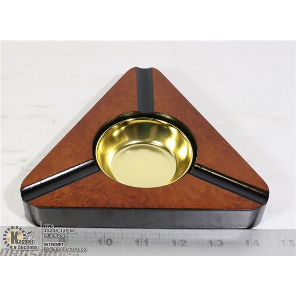 ASH-CA-3  DARK BURL FINISH - 3 CIGAR ASHTRAY