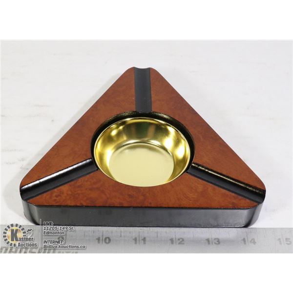 ASH-CA-3  DARK BURL FINISH - 3 CIGAR ASHTRAY