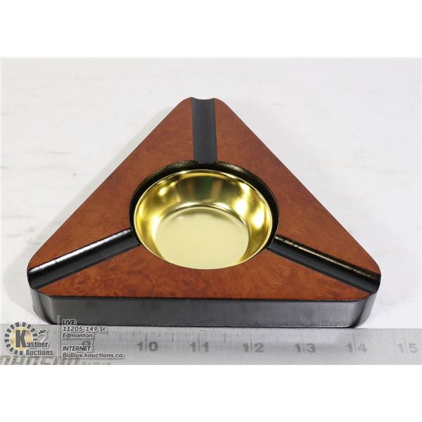 ASH-CA-3  DARK BURL FINISH - 3 CIGAR ASHTRAY