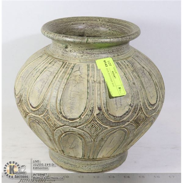 LARGE GREEN POTTERY POT