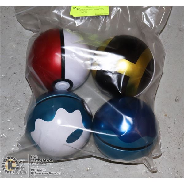 X4 POKEMON COLLECTORS TINS, BALLS, EMPTY