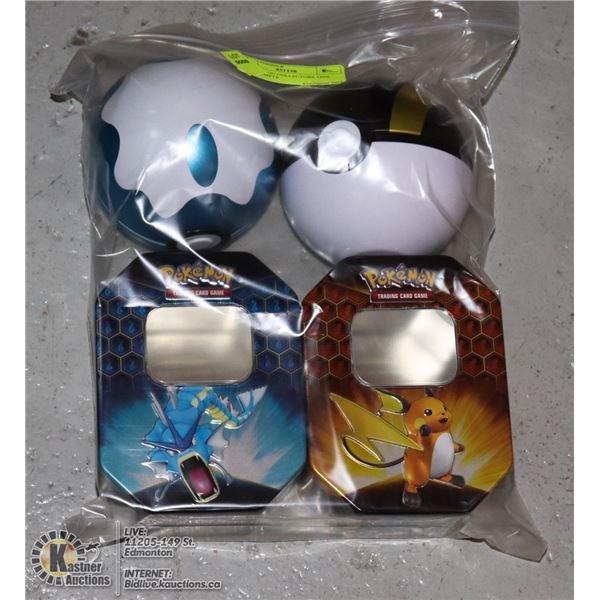 X4 POKEMON COLLECTORS TINS, BALLS, EMPTY
