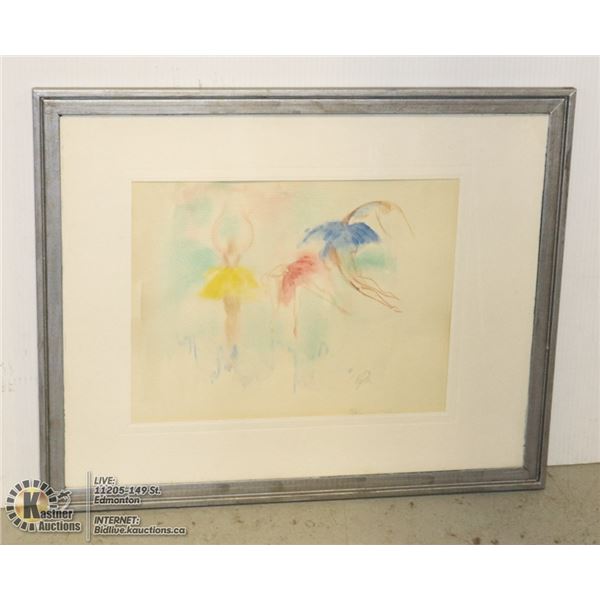 ORIGINAL SIGNED WATERCOLOR OF BALLERINAS