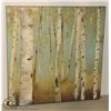 Image 1 : BIRCH TREES PRINT ON STRETCHED CANVAS.  27" X 27"