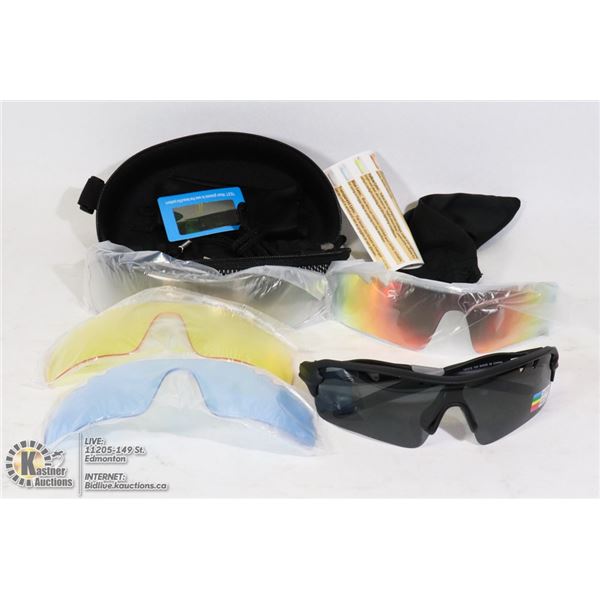SPORTS SUNGLASSES WITH EXTRA LENSES AND