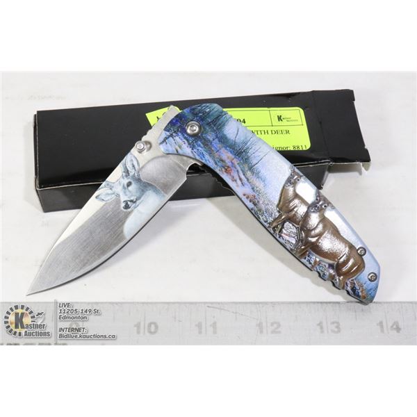 NEW FOLDING KNIFE WITH DEER THEME