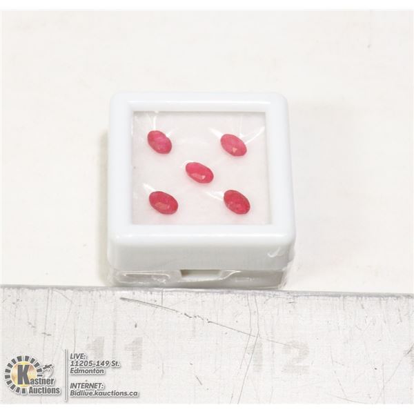 LOT OF 5 GENUINE RUBY OVAL CUT GEMSTONES