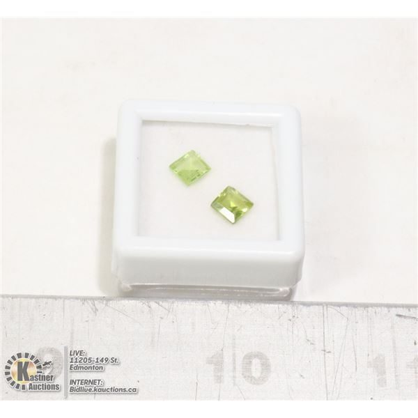 x2 GENUINE PERIDOT PRINCESS CUT GEMSTONES