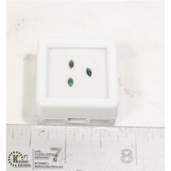 LOT OF 3  GENUINE EMERALD GEMSTONES