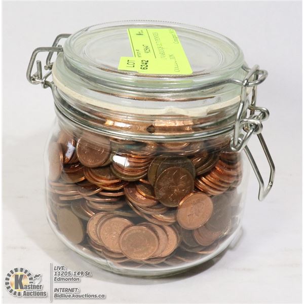 JAR WITH VARIOUS OLD PENNIES COLLECTION