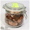 Image 1 : JAR WITH VARIOUS OLD PENNIES COLLECTION
