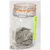 Image 1 : JAR WITH $30.50 FACE VALUE OLD 50c COINS
