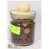 Image 1 : JAR WITH VARIOUS OLD PENNIES COLLECTION