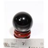 Image 1 : #275-BLACK OBSIDIAN SPHERE BALL + STAND 29.8mm