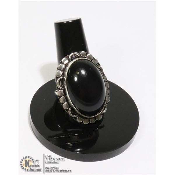#142-BLACK OBSIDIAN RING SIZE 8.5