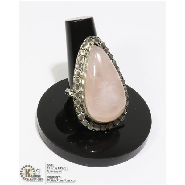#138-PINK ROSE QUARTZ RING SIZE 8