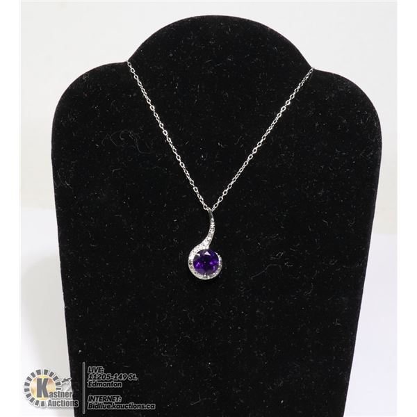 #155-AMETHYST PENDANT/ NECKLACE 18"