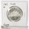 Image 1 : 1963 SILVER CANADA $1 DOLLAR COIN
