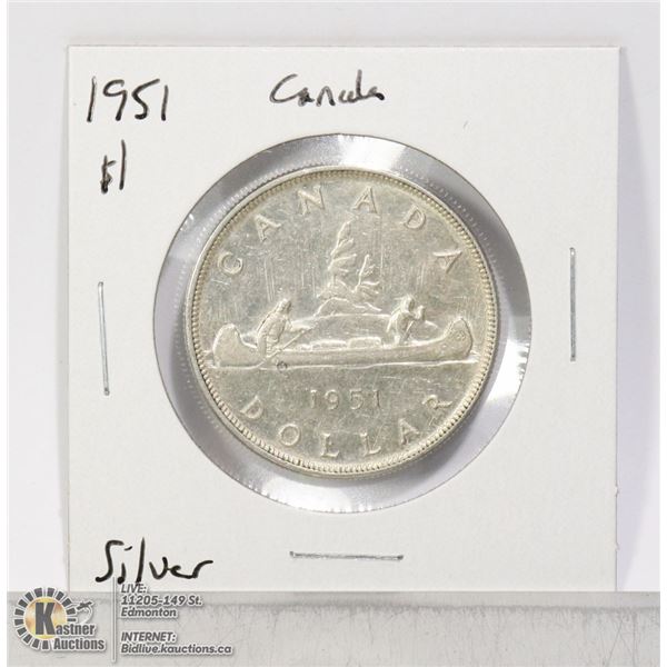 1951 SILVER CANADA $1 DOLLAR COIN