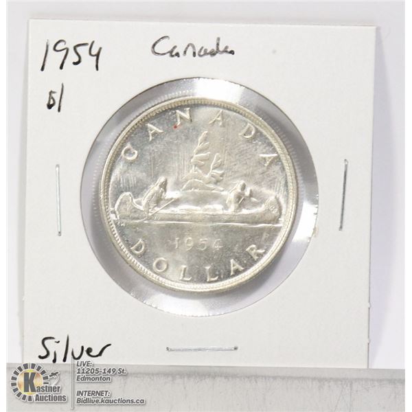 1954 SILVER CANADA $1 DOLLAR COIN