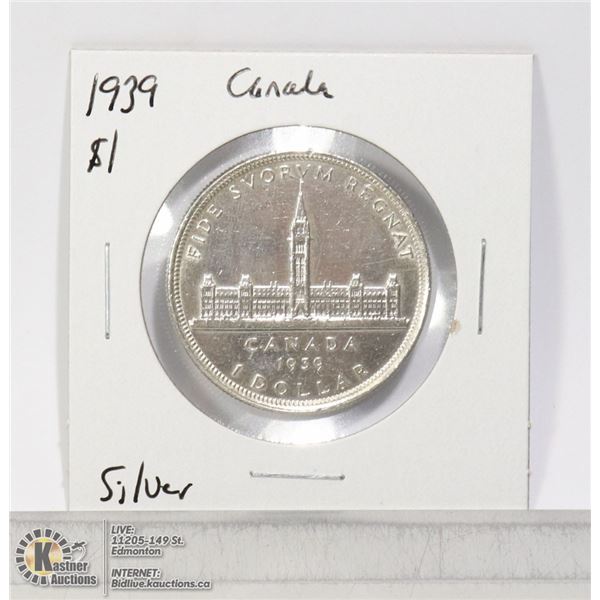 1939 SILVER CANADA $1 DOLLAR COIN