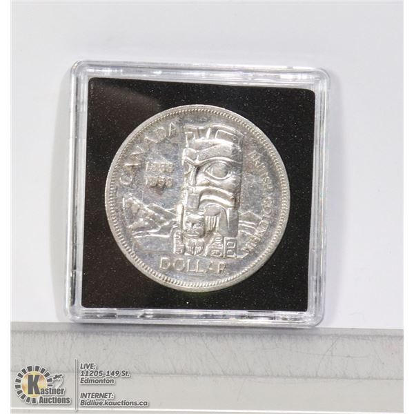 1958 TOTEM POLE CANADIAN SILVER DOLLAR COIN