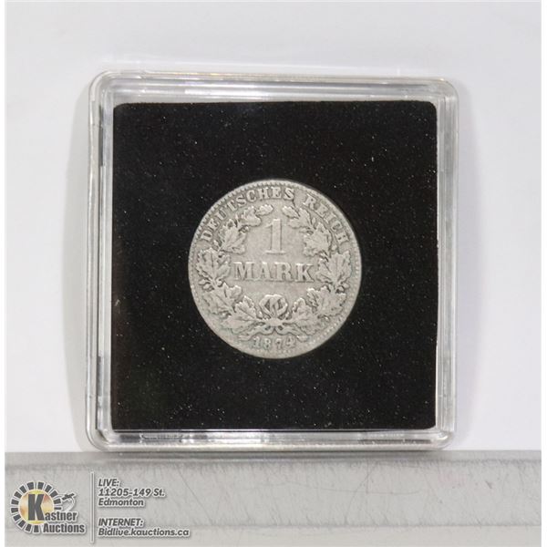 1874 GERMAN EMPIRE SILVER 1 MARK COIN