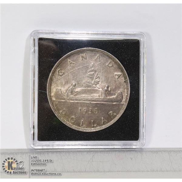 1936 CANADIAN SILVER DOLLAR COIN. KING GEORGE V