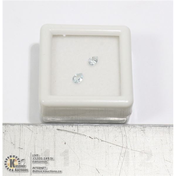 LOT OF 2 GENUINE AQUAMARINE PEAR CUT GEMS