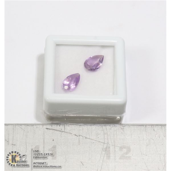 LOT OF 2 GENUINE AMETHYST PEAR CUT GEMS