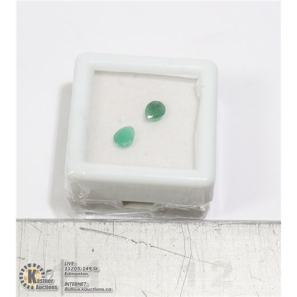 LOT OF 2 GENUINE EMERALD PEAR CUT GEMS