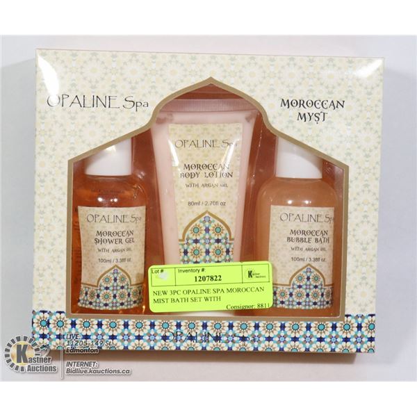 NEW 3PC OPALINE SPA MOROCCAN MIST BATH SET WITH