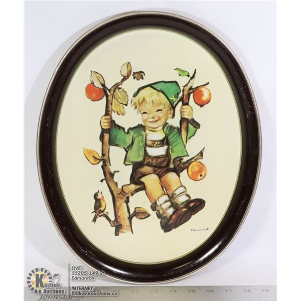 VINTAGE HUMMEL METAL TRAY APPLE BOY, 12 X 14.5 IN