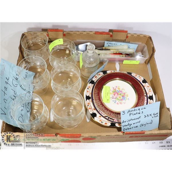 LARGE FLAT OF COLLECTIBLE GLASSWARE AND MORE