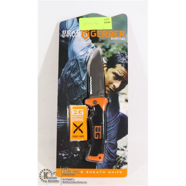 BEAR GRYLLS GERBER SURVIVAL FOLDING KNIFE W/SHEATH