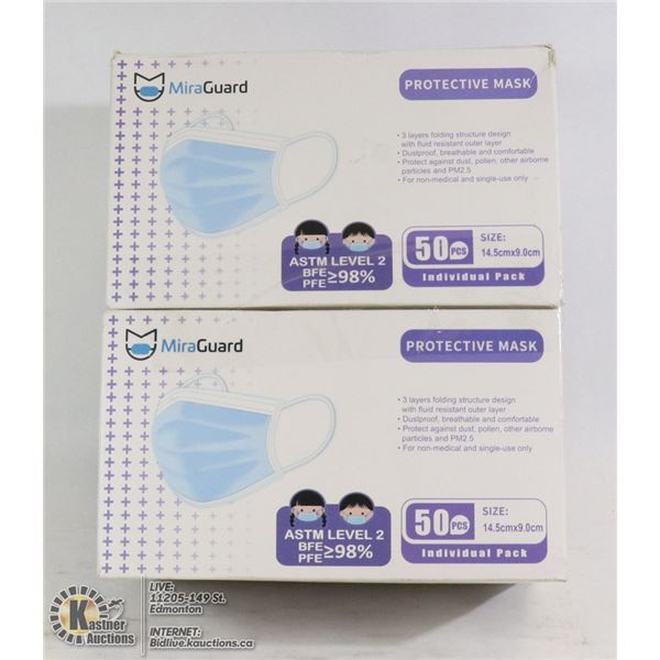 TWO BOXES OF MIRAGAURD PROTECTIVE MASKS