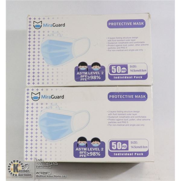 TWO BOXES OF MIRAGAURD PROTECTIVE MASKS