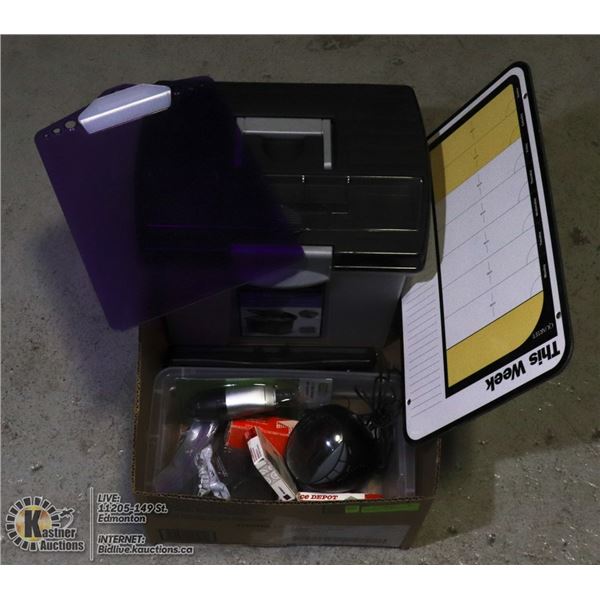 BOX OF MISCELLANEOUS OFFICE SUPPLIES