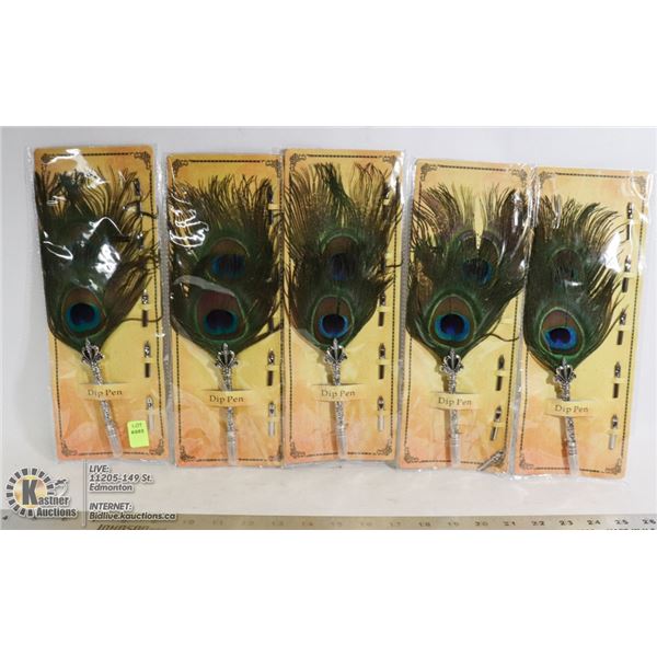 SET OF FIVE INTERCHANGEABLE TIP FEATHER DIP PENS