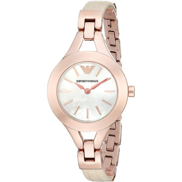 NEW EMPORIO ARMANI ROSE GOLD M-OF-PEARL MSRP $335.