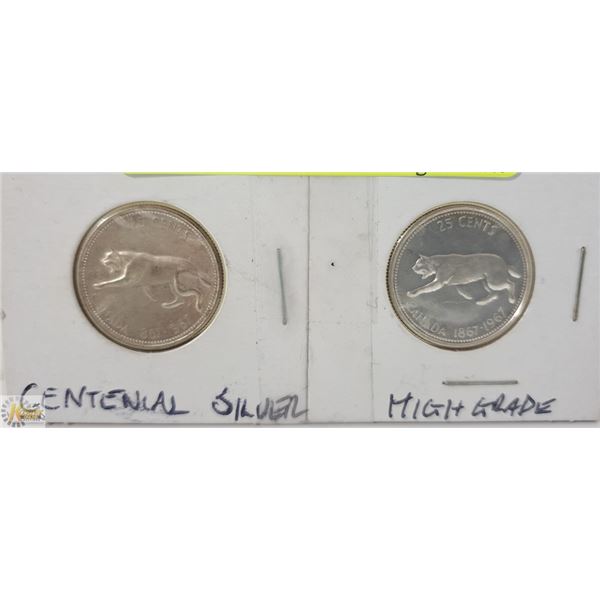 2 CANADIAN CENTENNIAL QUARTERS