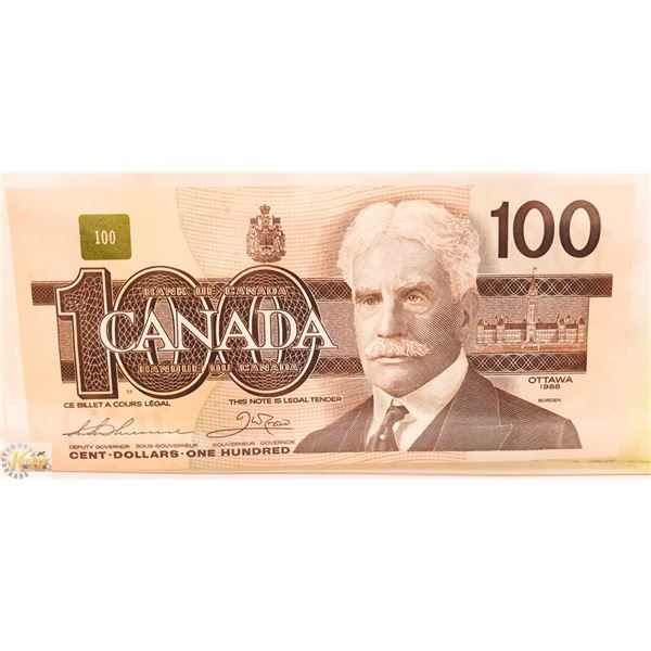 1988 UNCIRCULATED CANADIAN $100 BILL