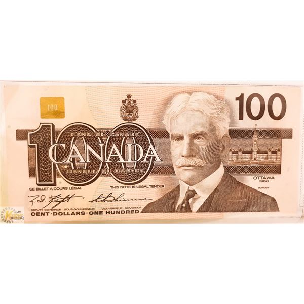 1988 UNCIRCULATED CANADIAN $100 BILL