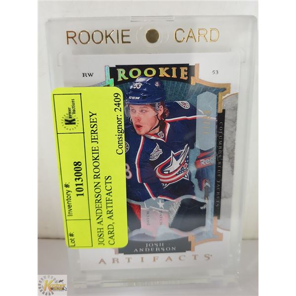 JOSH ANDERSON ROOKIE JERSEY CARD, ARTIFACTS