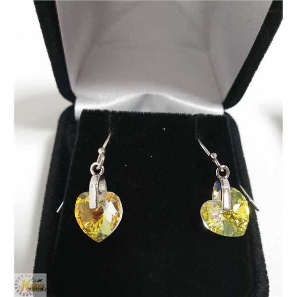 STERLING SILVER HEART SHAPED CZ EARRINGS