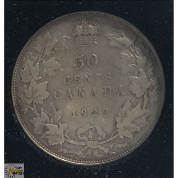 HIGH GRADE 1929 CANADA SILVER 50 CENT COIN