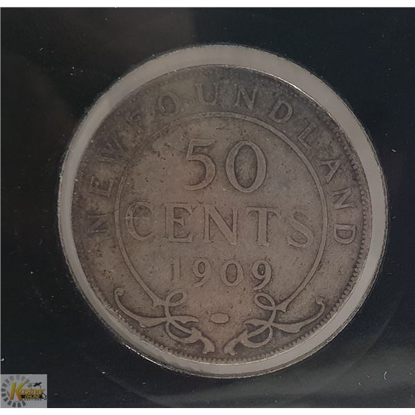 1909 NEWFOUNDLAND SILVER 50 CENT COIN