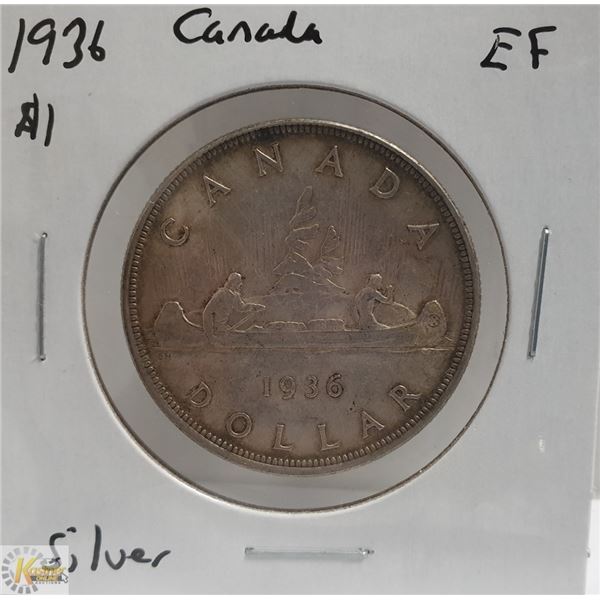 1936 SILVER CANADA $1 DOLLAR COIN