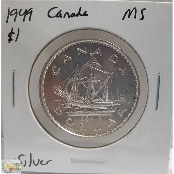 1949 SILVER CANADA $1 DOLLAR COIN