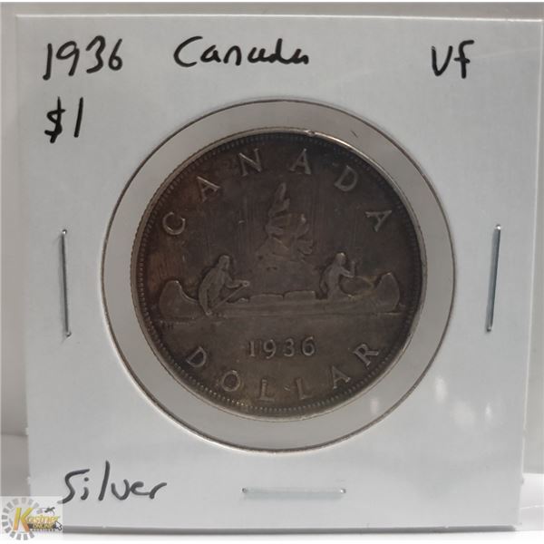 1936 SILVER CANADA $1 DOLLAR COIN